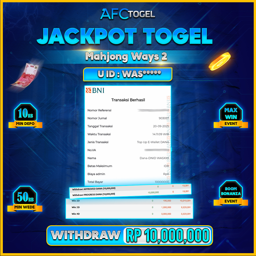 AFCTOGEL JACKPOT TOGEL SYDNEY Rp.10.000.000.,- LUNAS