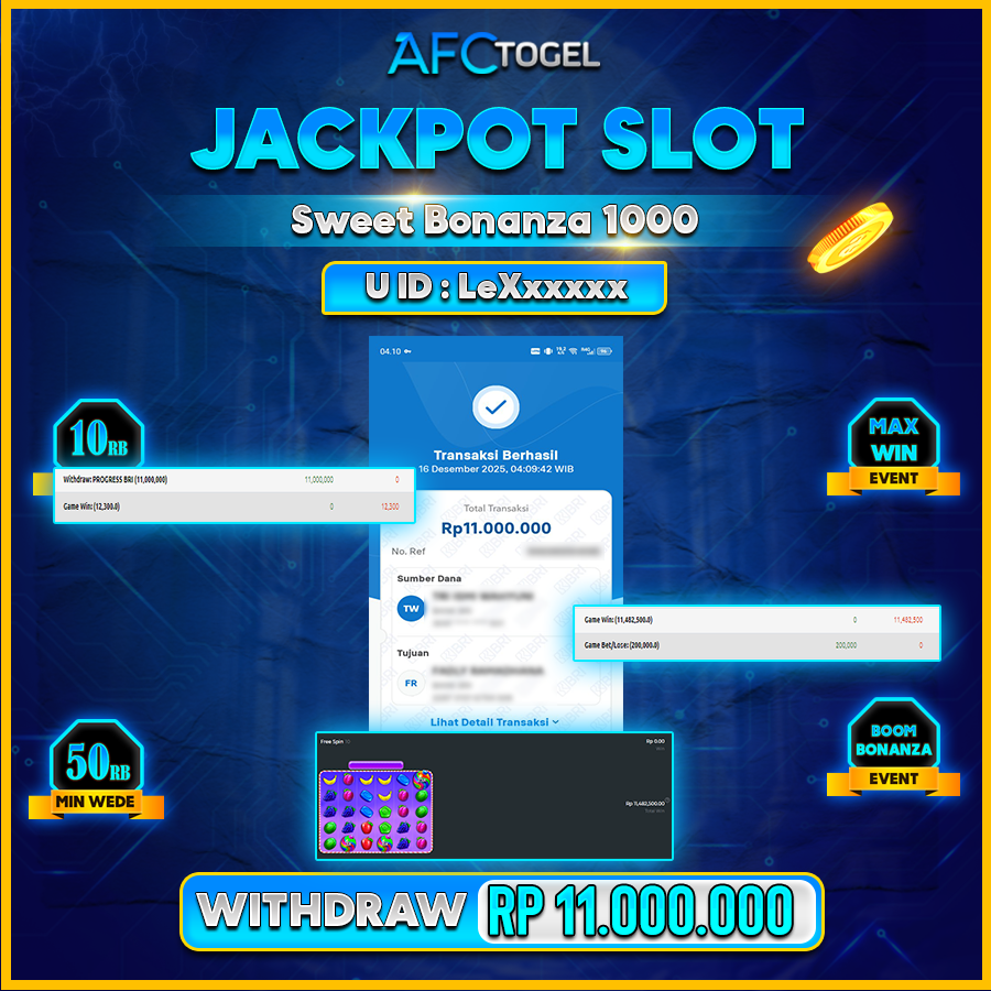 AFCTOGEL JACKPOT SLOT Sweet Bonanza 1000 Rp.11.000.000.,-LUNAS
