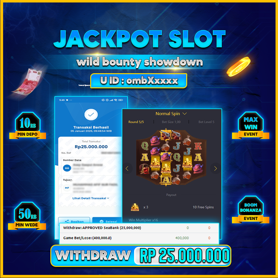AFCTOGEL JACKPOT GAME WILD BOUNTY SHOWDOWN Rp.25.000.000.,-LUNAS