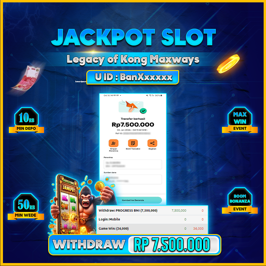 AFCTOGEL JACKPOT GAME Legacy of Kong Maxways Rp.7.500.000.,-LUNAS