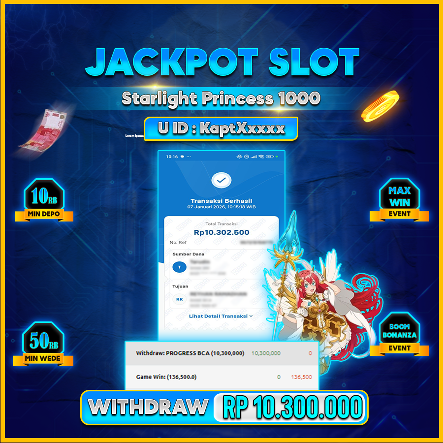 AFCTOGEL JACKPOT GAME STARLIGHT PRINCESS 1000 Rp.10.300.000.,-LUNAS