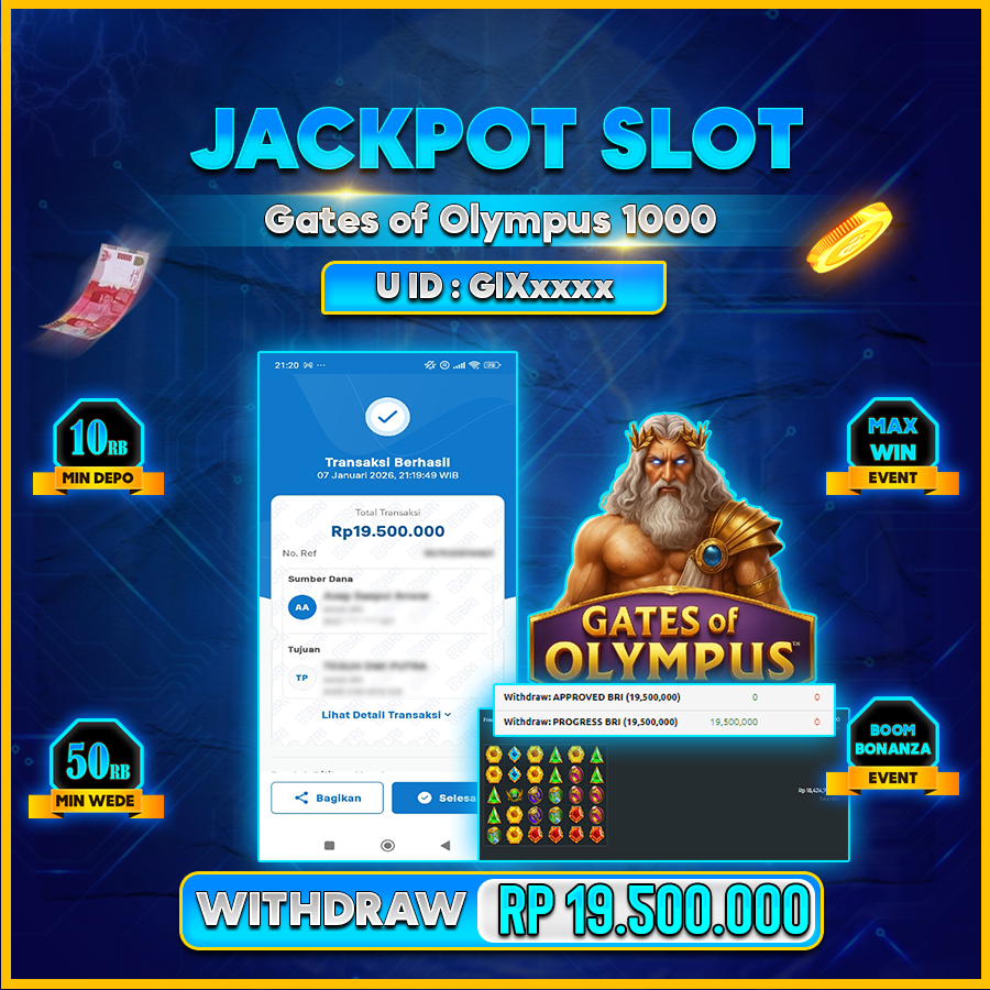 AFCTOGEL JACKPOT GAME Gates of Olympus 1000 Rp.19.500.000.,-LUNAS