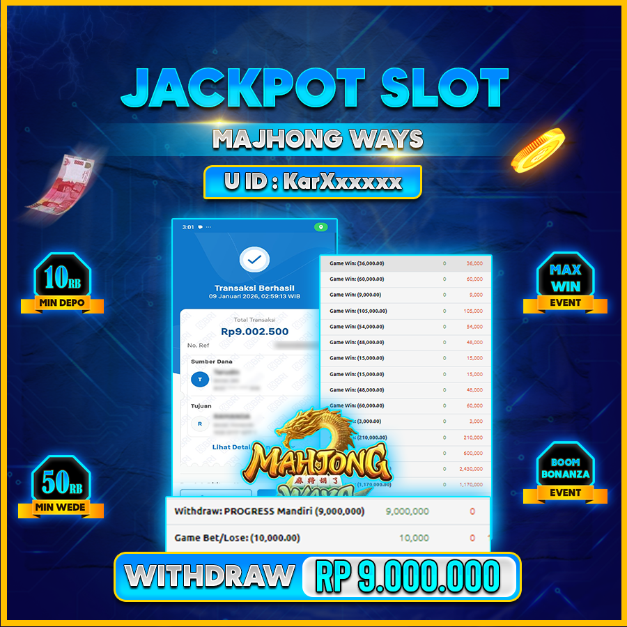 AFCTOGEL JACKPOT GAME MAJHONG WAYS Rp.9.000.000.,-LUNAS