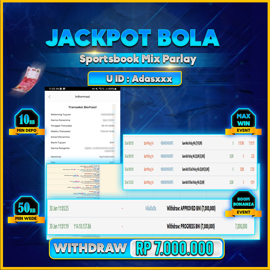 AFCTOGEL JACKPOT MIX PARLAY Rp.7.000.000.,-LUNAS