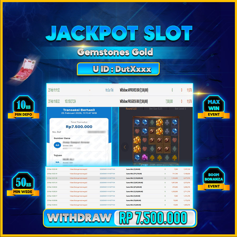 AFCTOGEL JACKPOT GEMSTONES GOLD Rp.7.500.000.,-LUNAS