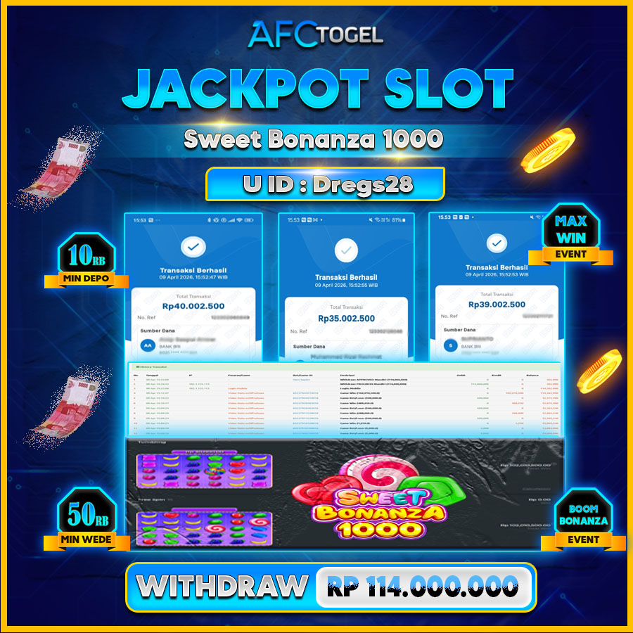 AFCTOGEL JACKPOT SWEET BONANZA 1000 Rp.114.000.000.,-LUNAS